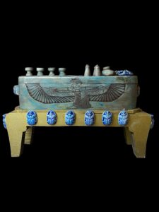 Egyptian Board Game Senet made in Egypt with God Bes and winged Isis and Scarab beetle - Image 4