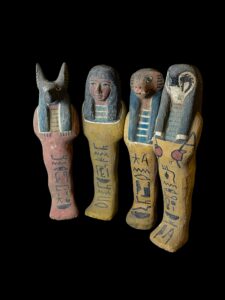 Ancient Egyptian Canopic Jars: Sons of Horus Wooden Figurines - Image 4