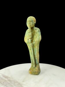Handcrafted Rose & Black Granite Egyptian God Ptah Statue - Image 4