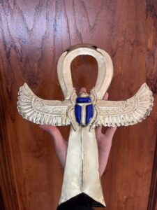 24k Gold Plated Brass Ankh: Egyptian Key of Life with Scarab - Image 4