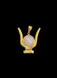 Goddess Hathor Amulet: 18k Gold Plated Quartz Pendant - Image 4