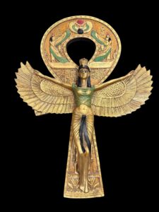 Goddess Isis with Ankh key of Life. Egyptian Key holder lovers, Ancient Egyptian Ankh key of life symbol, symbol of Egyptian Key of life. - Image 4