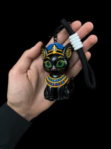 Ancient Egyptian Goddess Bastet bag charm, pharaonic cat key chain cover. - Image 4
