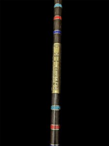 Lotus Flower Was Sceptre: Ebony, Brass, Gold Osiris Staff - Image 4
