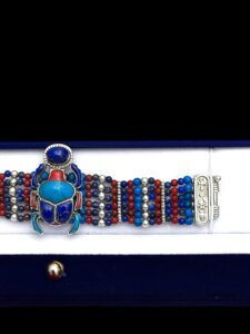 Handmade Silver Scarab Bracelet: Egyptian Gemstone Jewelry - Image 4