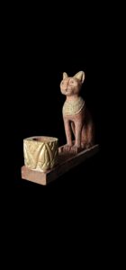 Egyptian Bastet Cat Statue with Candle Holder - Wood Home Decor - Image 4