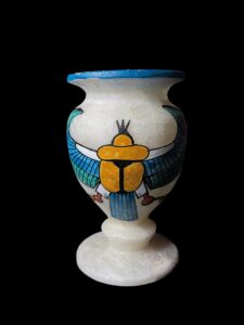 Alabaster Vase for Scarab beetle and winges of Isis for Protection made in Egypt for Home decor, Egyptian Home Decor Vases - Image 4