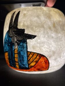 Egyptian Alabaster Vase: Anubis Decor, Handcrafted - Image 4