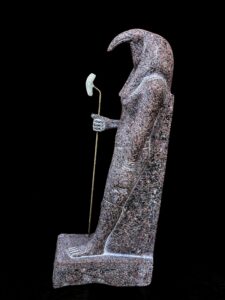 Large Egyptian God Thoth Statue: Alabaster Stone Stick - Image 4