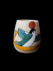 Egyptian Alabaster Vase: God Ra Falcon Home Decor - Image 4