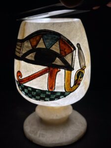 Egyptian Alabaster Vase: Eye of Horus & Lotus Flower Decor - Image 4