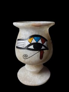 Egyptian Alabaster Vase: Goddess Hathor & Eye of Ra Home Decor - Image 4