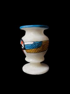 Alabaster Vase for Eye of Horus / Eye of RA with the winges of Goddess Isis made in Egypt for Home decor, Egyptian Home Decor Vases - Image 4