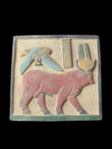 Goddess Hathor relief with Vulture Nekhbet Gooddess . - Image 4