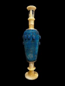 Vintage Alabaster Amphora: Egyptian Goddess Sekhmet & God Bes - Image 4