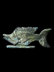 Handcarved Flamestone Fish: Egyptian Symbol, Vintage Decor - Image 4