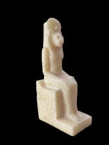 Hand Carved Alabaster Sekhmet Statue: Egyptian Lion Goddess Figurine - Image 4