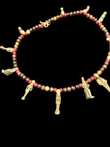 Handcrafted Rose & Black Granite Egyptian God Ptah Necklace - Image 4