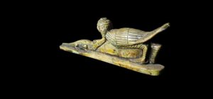 Flame Stone Egyptian God Sobek Statue with Ba Bird - Image 4