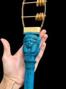 vintage Goddess Hathor Sistrum: Ancient Egyptian Musical Instrument - Image 4
