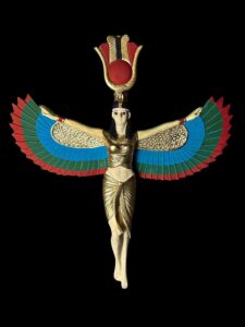 colorful Goddess Isis statue, unique Isis goddess Statue, Goddess Isis with the sun disk of Hathor - Image 4