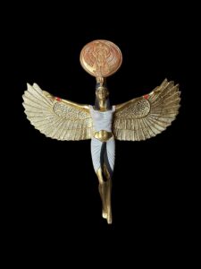 colorful Goddess Isis statue, unique Isis goddess Statue, Goddess Isis with winged Scarab - Image 4