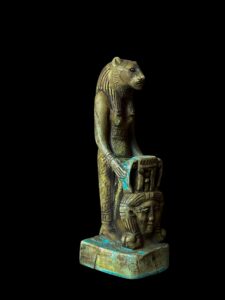 Egyptian Goddess Sekhmet Protecting Hathor Statue - Image 4