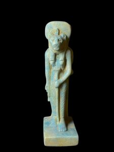 Egyptian Goddess Sekhmet Protecting Hathor Statue - Image 5
