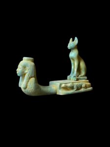 Egyptian Goddess Bastet Statue with Isis: Home Decor Figurine - Image 5