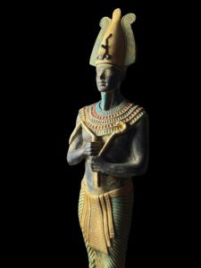 Basalt Stone Egyptian God Osiris Statue: Natural Colors - Image 5
