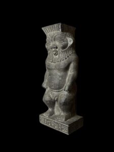 Hand Carved Basalt Stone God Bes Statue - Image 5