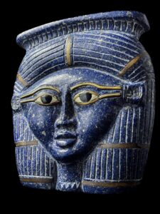Handmade Lapis Lazuli Egyptian Goddess Hathor Head: Museum Replica - Image 5