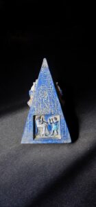 Egyptian Pyramid replica statue is made of stone and a pharaoh statuette. - Image 5