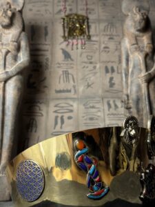 Goddess Sekhmet Crown: 18k Gold Dipped Copper, Kemetic Technology - Image 5