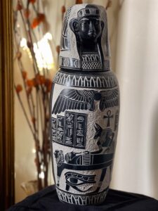 43 cm H Set of Four Egyptian canopic Jars, sons of Horus figurine. - Image 5