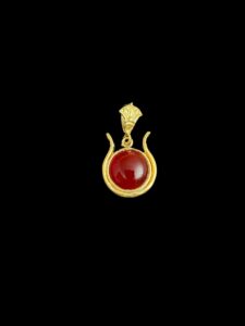 Goddess Hathor Amulet: 18k Gold-plated Carnelian Pendant - Image 5