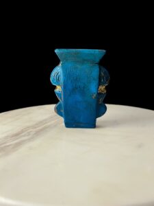 24k Gold Leaf Porcelain Goddess Hathor Statue: Museum Replica - Image 5