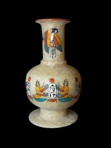 God Horus Alabaster Vase: Egyptian Decor with Cobra Goddess & Eye of Ra - Image 5
