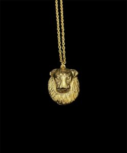 Goddess Sekhmet Pectoral Necklace: Hand-Carved 24k Gold Plated Brass - Image 5
