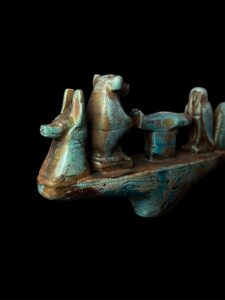 Egyptian Museum ship representing the royal King's memorial procession. replica ship statues made of stone from Ancient Egypt - Image 5