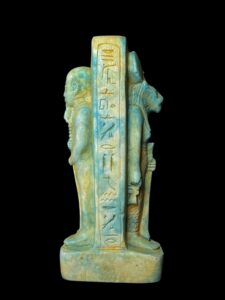 Egyptian Goddess Sekhmet Statue with God Ptah: Rare Antique - Image 5