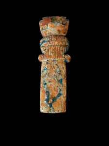Handmade Goddess Hathor Statuette with Djed Pillar: Vintage Stone - Image 5