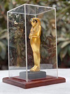 Gold Leaf Egyptian God Horus Stone Statue - Image 5