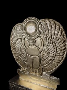 Gold Leaf Winged Scarab Beetle: Egyptian Stone Home Decor - Image 5