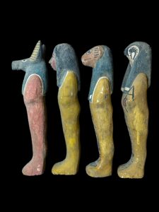 Ancient Egyptian Canopic Jars: Sons of Horus Wooden Figurines - Image 5