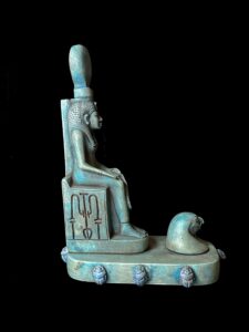 Hathor Statue with Horus Falcon Head & Scarab Beetle: Museum Replica - Image 5