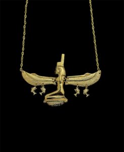 7" W Goddess Isis pectoral with Queen nefertiti Amulets, Goddess Isis Necklace made of Brass & 24k Gold plating - Image 5