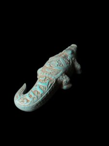 Egyptian God Sobek Statue: Composite Granite Crocodile God - Image 5