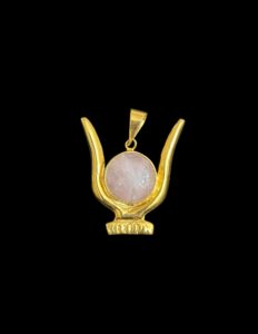 Goddess Hathor Amulet: 18k Gold Plated Quartz Pendant - Image 5