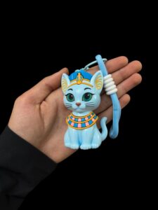 Ancient Egyptian Goddess Bastet bag charm, pharaonic cat key chain cover. - Image 5